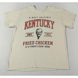 KFC Shirt Mens Large Beige Kentucky Fried Chicken Colonel Sanders Graphic Tee